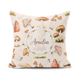 Custom Name Forest Mushrooms Botanical Elements on Neutral Cream Square Filled Cushion Throw Pillow Sofa Bed Home Decor Zip Washable UK Made