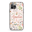 Woodland Animals Rabbit Fox Butterfly Leaves on Custom Name Protective Phone Case Mobile Cover Durable Everyday Smartphone Shock Resistant