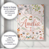 Personalised Name Woodland Animals Rabbit Custom  Unique Gift Idea Elegant Feature Canvas Wall Art Print Decor Picture Ready to Hang