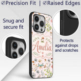 Woodland Animals Rabbit Fox Butterfly Leaves on Custom Name Protective Phone Case Mobile Cover Durable Everyday Smartphone Shock Resistant