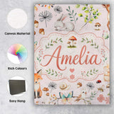 Personalised Name Woodland Animals Rabbit Custom  Unique Gift Idea Elegant Feature Canvas Wall Art Print Decor Picture Ready to Hang