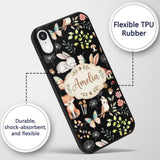Woodland Animal Rabbit Fox Decorative Design Custom Name Protective Phone Case Mobile Cover Durable Everyday Smartphone Shock Resistant
