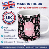 Personalized Custom Name Cute Kawaii Valentine Love Hearts Syringe Gift Calendar Light Grey 11oz Ceramic Coffee Tea Mug White Large Handle