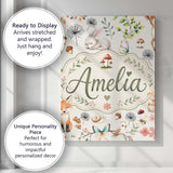 Personalised Name Animals Rabbit Fox Custom Premium Decorative Design Modern Room Accent Canvas Wall Art Print Decor Picture Ready to Hang