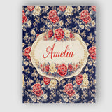 Personalised Name Antique Style Cream Floral Botanical Seamless Custom  Statement Canvas Wall Art Print Decor Picture Ready to Hang