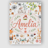 Personalised Name Animals Rabbit Fox Custom Premium Decorative Design Modern Room Accent Canvas Wall Art Print Decor Picture Ready to Hang