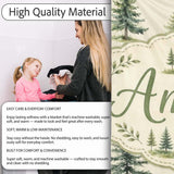 Pine Tree Forest Evergreen Woodland Nature on Soft Cream Seamless  Personalised Custom Name Super Soft Fleece Blanket Bed Sofa Throw