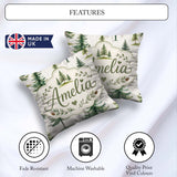 Custom Name Pine Tree Forest Evergreen Woodland on Grey Seamless Square Filled Cushion Throw Pillow Sofa Bed Home Decor Zip Washable UK Made