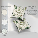 Custom Name Pine Tree Forest Evergreen Woodland on Grey Seamless Square Filled Cushion Throw Pillow Sofa Bed Home Decor Zip Washable UK Made