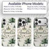 Pine Tree Forest Evergreen Woodland Nature on Custom Name Protective Phone Case Mobile Cover Durable Everyday Smartphone Shock Resistant