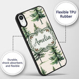 Pine Tree Forest Evergreen Woodland Nature on Custom Name Protective Phone Case Mobile Cover Durable Everyday Smartphone Shock Resistant