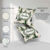 Custom Name Pine Tree Forest Evergreen Woodland on Neutral Beige Square Filled Cushion Throw Pillow Sofa Bed Home Decor Zip Washable UK Made