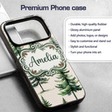 Pine Tree Forest Evergreen Woodland Nature on Custom Name Protective Phone Case Mobile Cover Durable Everyday Smartphone Shock Resistant
