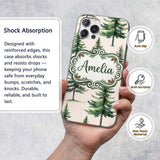 Pine Tree Forest Evergreen Woodland Nature on Custom Name Protective Phone Case Mobile Cover Durable Everyday Smartphone Shock Resistant