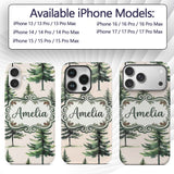 Pine Tree Forest Evergreen Woodland Nature on Custom Name Protective Phone Case Mobile Cover Durable Everyday Smartphone Shock Resistant