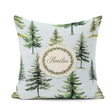 Custom Name Pine Tree Forest Evergreen Woodland Nature Soft Blue Square Filled Cushion Throw Pillow Sofa Bed Home Decor Zip Washable UK Made