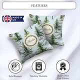 Custom Name Pine Tree Forest Evergreen Woodland Nature Soft Blue Square Filled Cushion Throw Pillow Sofa Bed Home Decor Zip Washable UK Made
