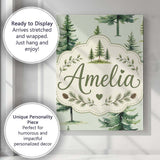 Personalised Name Pine Tree Forest Evergreen Custom Bespoke  Contemporary Display Canvas Wall Art Print Decor Picture Ready to Hang