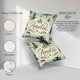 Custom Name Pine Tree Forest Evergreen Woodland on Sage Seamless Square Filled Cushion Throw Pillow Sofa Bed Home Decor Zip Washable UK Made