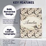 Personalised Name Timeless Botanical Floral Ivory Background Classic Custom  Home Canvas Wall Art Print Decor Picture Ready to Hang