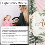 Pine Tree Forest Evergreen Woodland Nature on Blush Pink Seamless  Personalised Custom Name Super Soft Fleece Blanket Bed Sofa Throw