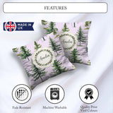 Custom Name Pine Tree Forest Evergreen Woodland on Soft Seamless Square Filled Cushion Throw Pillow Sofa Bed Home Decor Zip Washable UK Made