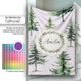 Pine Tree Forest Evergreen Woodland Nature on Soft Lilac Seamless  Personalised Custom Name Super Soft Fleece Blanket Bed Sofa Throw