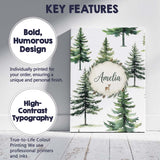Personalised Name Watercolor Pine Tree Custom  Modern Room Accent Elegant Feature Canvas Wall Art Print Decor Picture Ready to Hang