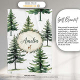 Watercolor Pine Tree Forest Woodland Nature on Light Grey Seamless  Personalised Custom Name Super Soft Fleece Blanket Bed Sofa Throw