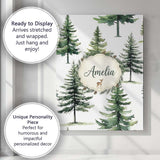Personalised Name Watercolor Pine Tree Custom  Modern Room Accent Elegant Feature Canvas Wall Art Print Decor Picture Ready to Hang