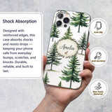 Watercolor Pine Tree Forest Woodland Nature on Custom Name Protective Phone Case Mobile Cover Durable Everyday Smartphone Shock Resistant
