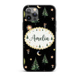 Watercolor Forest Trees Mushrooms Sun Moon Stars Custom Name Protective Phone Case Mobile Cover Durable Everyday Smartphone Shock Resistant