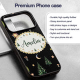 Watercolor Forest Trees Mushrooms Sun Moon Stars Custom Name Protective Phone Case Mobile Cover Durable Everyday Smartphone Shock Resistant