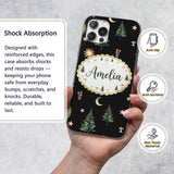 Watercolor Forest Trees Mushrooms Sun Moon Stars Custom Name Protective Phone Case Mobile Cover Durable Everyday Smartphone Shock Resistant