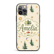 Watercolor Forest Trees Mushrooms Sun Moon Stars Custom Name Protective Phone Case Mobile Cover Durable Everyday Smartphone Shock Resistant