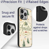 Watercolor Forest Trees Mushrooms Sun Moon Stars Custom Name Protective Phone Case Mobile Cover Durable Everyday Smartphone Shock Resistant