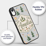 Watercolor Forest Trees Mushrooms Sun Moon Stars Custom Name Protective Phone Case Mobile Cover Durable Everyday Smartphone Shock Resistant
