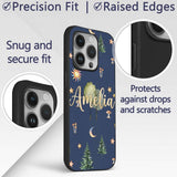 Watercolor Forest Trees Mushrooms Sun Moon Stars Custom Name Protective Phone Case Mobile Cover Durable Everyday Smartphone Shock Resistant