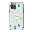 Watercolor Forest Trees Mushrooms Sun Moon Stars Custom Name Protective Phone Case Mobile Cover Durable Everyday Smartphone Shock Resistant