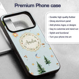 Watercolor Forest Trees Mushrooms Sun Moon Stars Custom Name Protective Phone Case Mobile Cover Durable Everyday Smartphone Shock Resistant
