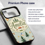 Watercolor Forest Trees Mushrooms Sun Moon Stars Custom Name Protective Phone Case Mobile Cover Durable Everyday Smartphone Shock Resistant