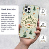 Watercolor Forest Trees Mushrooms Sun Moon Stars Custom Name Protective Phone Case Mobile Cover Durable Everyday Smartphone Shock Resistant