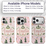 Watercolor Forest Trees Mushrooms Sun Moon Stars Custom Name Protective Phone Case Mobile Cover Durable Everyday Smartphone Shock Resistant