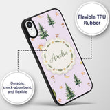 Watercolor Forest Trees Mushrooms Sun Moon Stars Custom Name Protective Phone Case Mobile Cover Durable Everyday Smartphone Shock Resistant