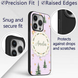 Watercolor Forest Trees Mushrooms Sun Moon Stars Custom Name Protective Phone Case Mobile Cover Durable Everyday Smartphone Shock Resistant