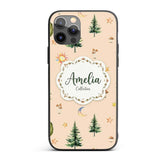 Watercolor Forest Trees Mushrooms Sun Moon Stars Custom Name Protective Phone Case Mobile Cover Durable Everyday Smartphone Shock Resistant