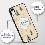 Watercolor Forest Trees Mushrooms Sun Moon Stars Custom Name Protective Phone Case Mobile Cover Durable Everyday Smartphone Shock Resistant