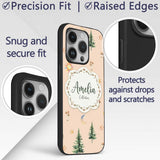 Watercolor Forest Trees Mushrooms Sun Moon Stars Custom Name Protective Phone Case Mobile Cover Durable Everyday Smartphone Shock Resistant