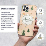 Watercolor Forest Trees Mushrooms Sun Moon Stars Custom Name Protective Phone Case Mobile Cover Durable Everyday Smartphone Shock Resistant