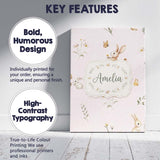Personalised Name Watercolor Cute Bunny Custom  Modern Room Accent Elegant Feature Canvas Wall Art Print Decor Picture Ready to Hang
